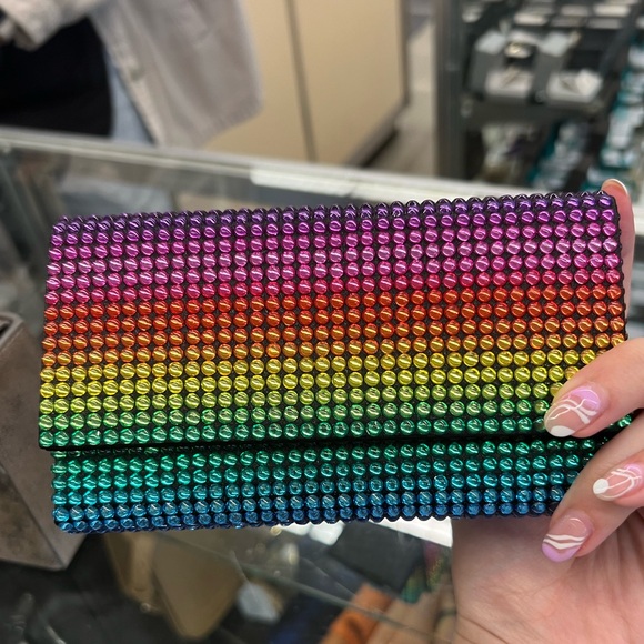 Amina Muaddi Superamini Paloma Rainbow Box Clutch - Picture 2 of 9